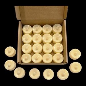 Flameless LED Tea Light Candles: 24 Pack Battery  Powered Fake Candles Ivory